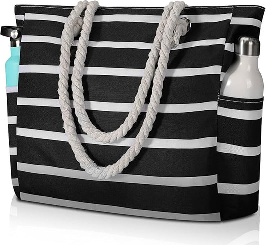 Clothirily Beach Bag for Women - Large Beach Tote Bag, Waterproof Sandproof Beach Bag with Zipper, Large Swim Pool Beach Tote