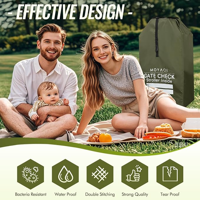 MOYAQI Stroller Travel Bag for Airplane, Gate Check Bag Backpack with Durable Nylon,Adjustable Carry Straps,Infant Carriers & Booster Seats (Green)
