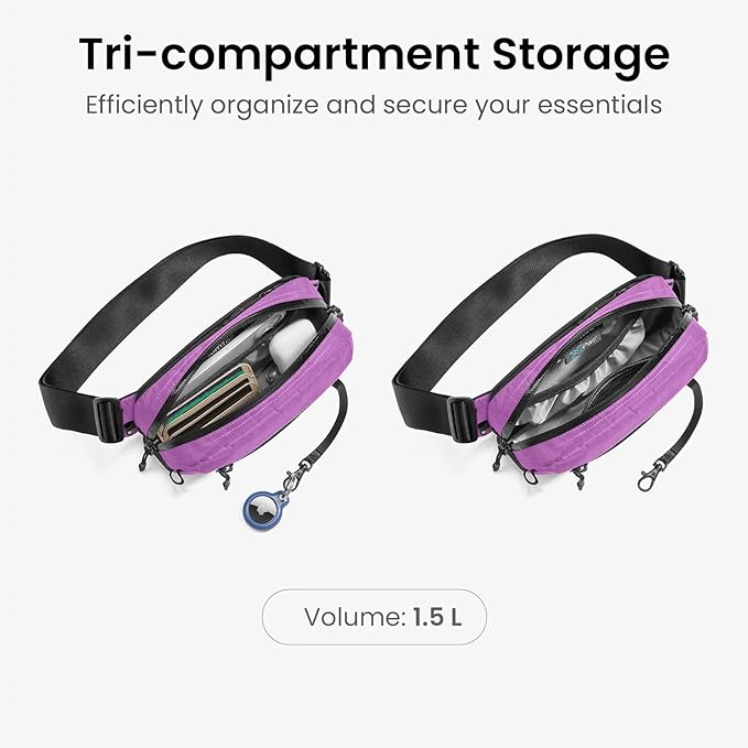 tomtoc 1.5L X-Pac Sling Bag with RFID Blocking, Crossbody Bag Minimalist Chest Shoulder Pack for Men/Women, Water-resistant Lightweight Casual Funny Pack for Travel, Daily Commute