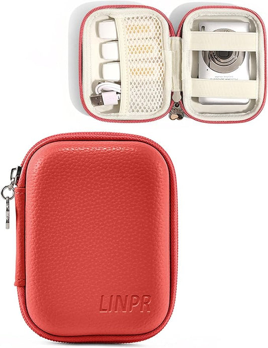 Digital Camera Case for CAMKORY, KODAK PIXPRO FZ45/FZ55, Canon IXUS 285 HS, Lecran, Small Travel Compact Camera Holder with Mesh Pocket for Accessories SD Card (Tomato Red)