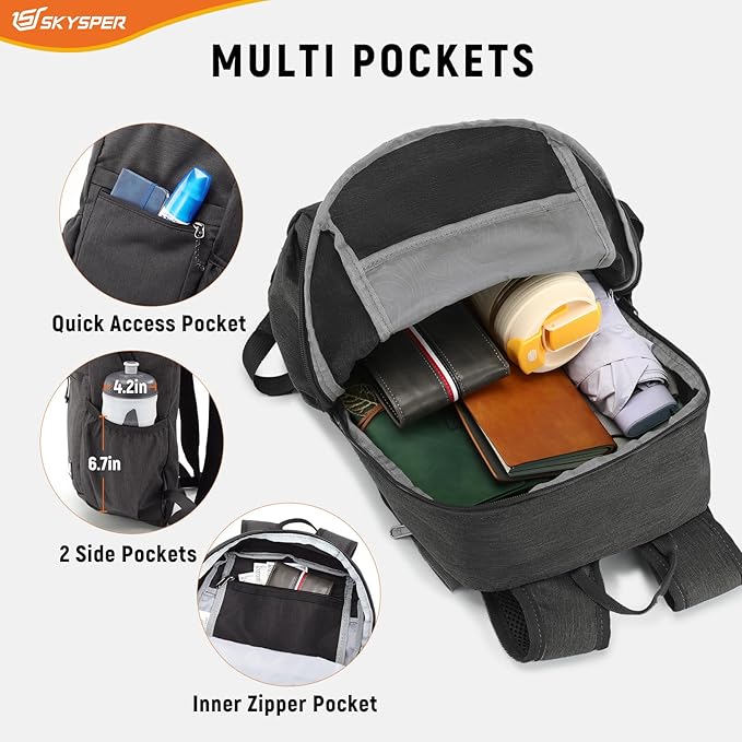 SKYSPER Anti Theft Hiking Backpack, 18L RFID Packable Travel Daypack, Lightweight Foldable Back Pack for Walking Daytrip