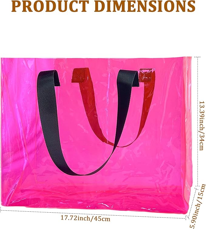 Holographic PVC Beach Bag Waterproof - 18×13×6inch Large Clear Tote for Women Men Pool Travel Sandproof Carry All