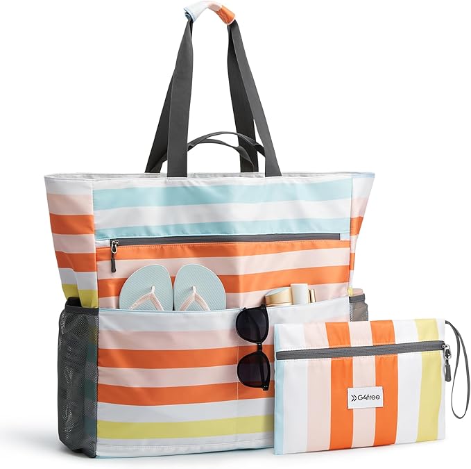 G4Free Beach Bag, Waterproof Sandproof Beach Tote Bag, Large Capacity Foldable for Women