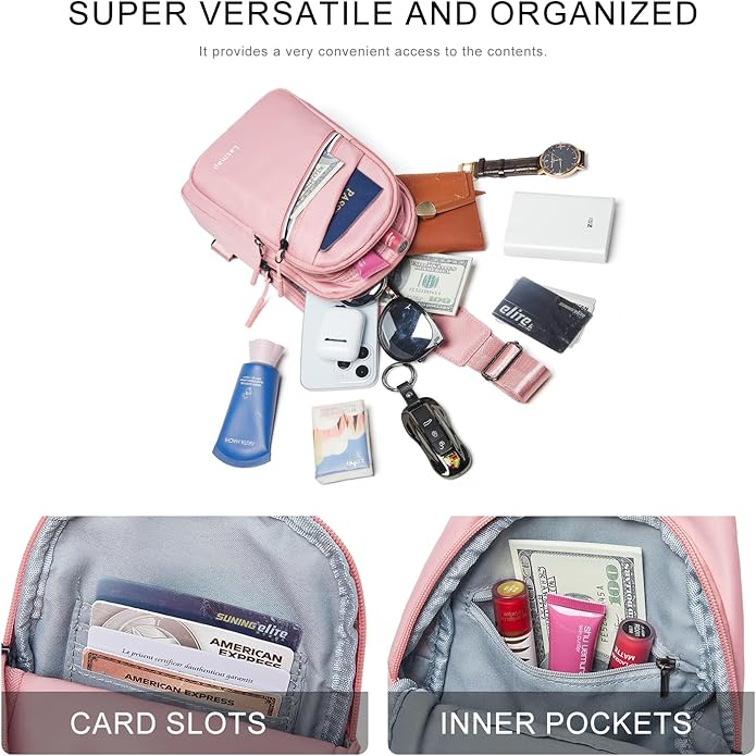 Sling Bag For Women Faux Leather Small Casual Daypack Backpack Fanny Pack Crossbody Chest Bags Purse