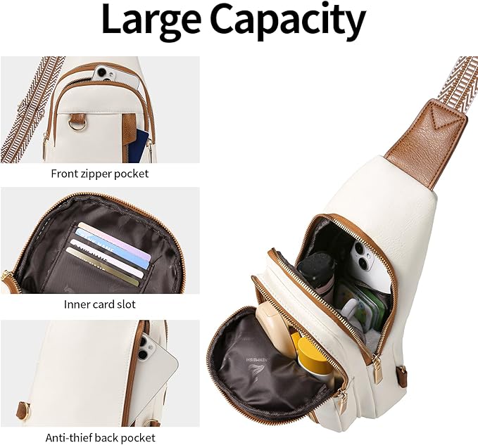 GAEKEAO Sling Bag for Women Crossbody Bags Fanny Pack Vegan Leather Chest Bag Travel Shoulder Belt Purse Backpack Gifts