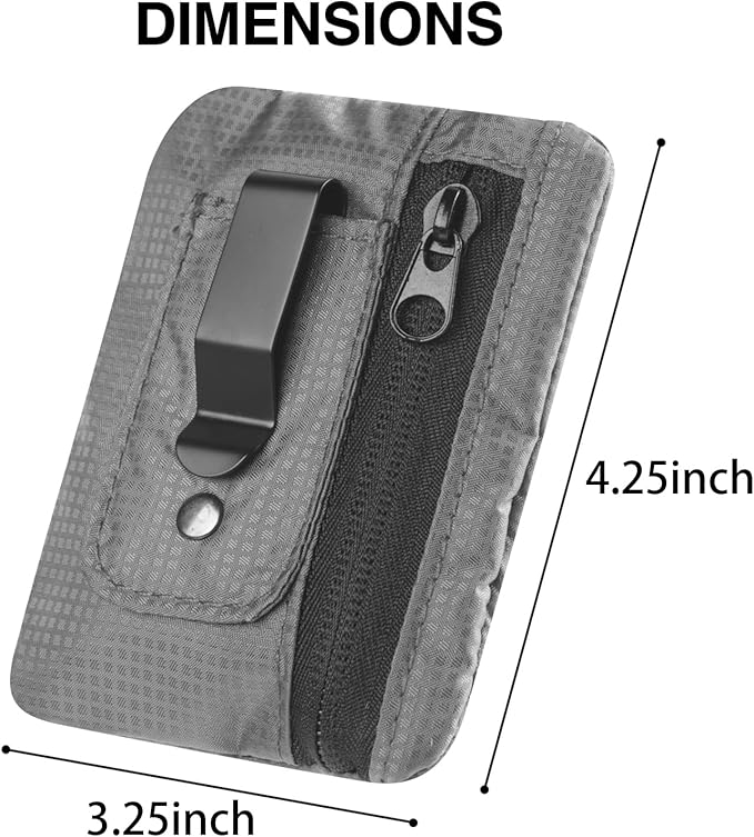 RFID Blocking Clip Stash Pocket, Compact Hidden Travel Belt Wallet for Cards & Cash - Slim Pickpocket-Proof Design for Everyday Carry, Grey