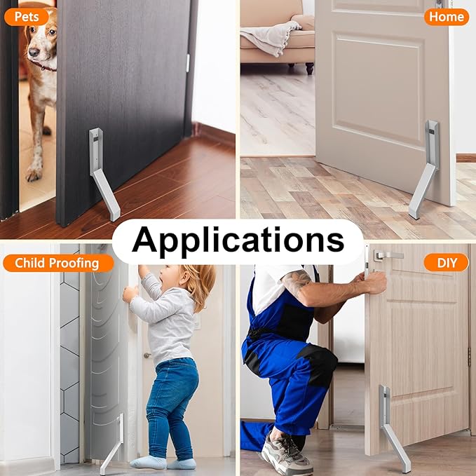 Door Stop, No Drilling Door Stoppers to Keep Door Open, Easy Pedal Kick Down Door Holder, Bottom of Door (White x 1 Pack)