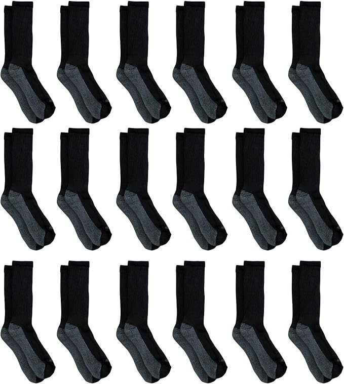 Dickies Men's Dri-Tech Original Moisture Control Crew Socks, Available in M-XXL (6, 12, 18 Pairs)