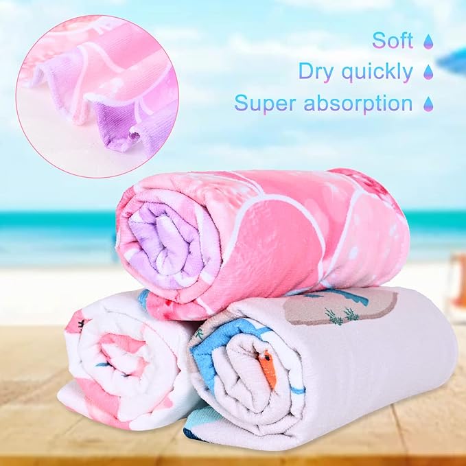 LIVILAN Little Mermaid Beach Towel, 30" x 60" Soft Microfiber, Quick Dry, Absorbent, Sand Free, Lightweight for Kids, Girls, Women, Ideal for Pool, Travel, Bath, Perfect Mermaid Gifts