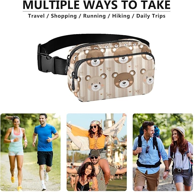 Kawaii Bear Fanny Pack for Women Men Water Resistant Fashion Waist Packs with Adjustable Strap Belt Bag for Travel Workout Jogging Hiking 21219060