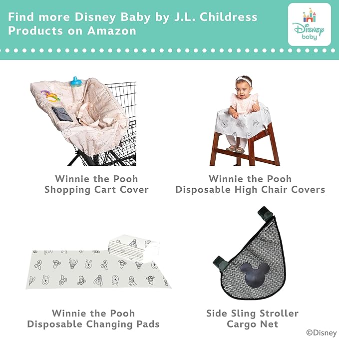 Disney Baby by J.L. Childress Reusable Wet Wipes Case Pouch - Refillable Baby Wipes Dispenser, Travel Essential for On the Go, Portable Holder with Wrist Strap - Winnie the Pooh, 2 Pack
