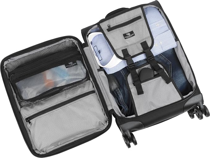 WallyBags Solutions 20” Expandable Spinner Carry-On with Padded Laptop and Electronics Pockets