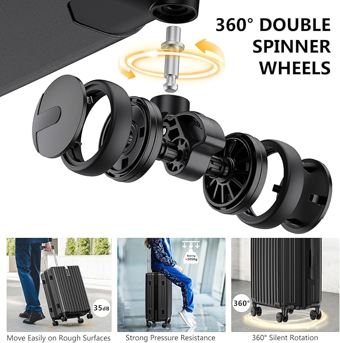 24 Inch Medium Luggage with Spinner Wheels & TSA Approved Lock, 24" Lightweight Expandable Luggage Hard Shell PC Scratchproof,Medium Hardside Checked Suitcase for Travel