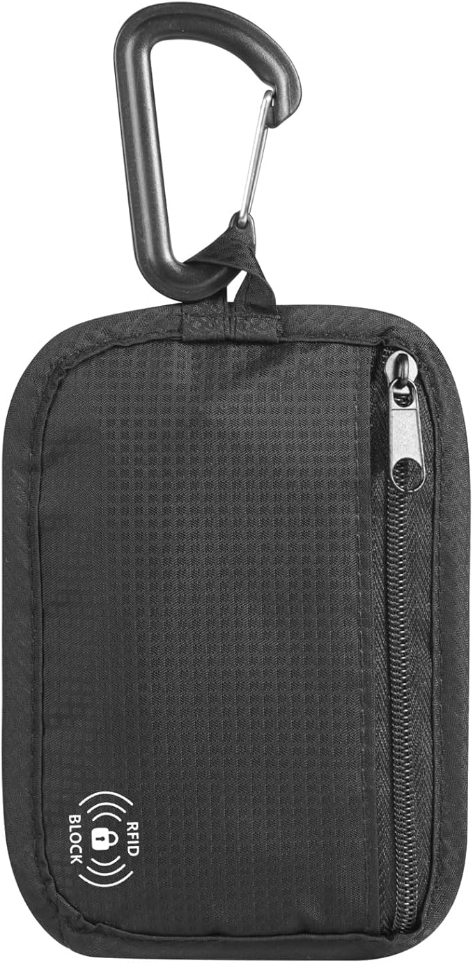 RFID Blocking Clip Stash Pouch, Minimalist Hidden Travel Wallet for Cards & Cash - Slim Pickpocket-Proof Design for Everyday Carry, Black