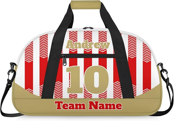 Basketball Soccer Gifts for Boys Girls - Custom Sports Duffle Bag, Personalized Name & Team Bag, Water-Resistant Gym Bag for Basketball, Soccer, Volleyball | Y-Red Brown