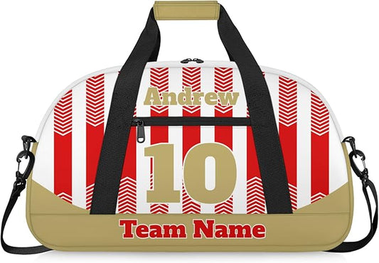 Basketball Soccer Gifts for Boys Girls - Custom Sports Duffle Bag, Personalized Name & Team Bag, Water-Resistant Gym Bag for Basketball, Soccer, Volleyball | Y-Red Brown