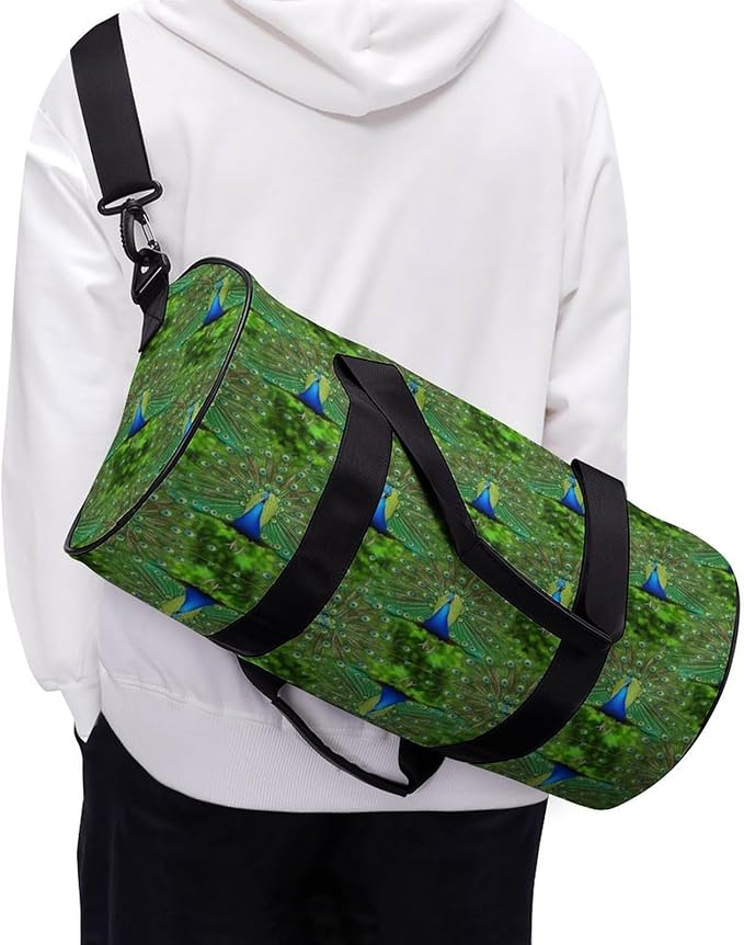 Overnight Weekender Travel Bag Peacock Feather Gym Sports Travel Workout Bag Basketball Football Weekender Bags