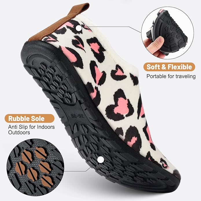 Ultrafun House Slippers for Women Men Slip on Barefoot Slippers Socks Soft Lightweight Rubble Sole House Shoes Indoor/Outdoor
