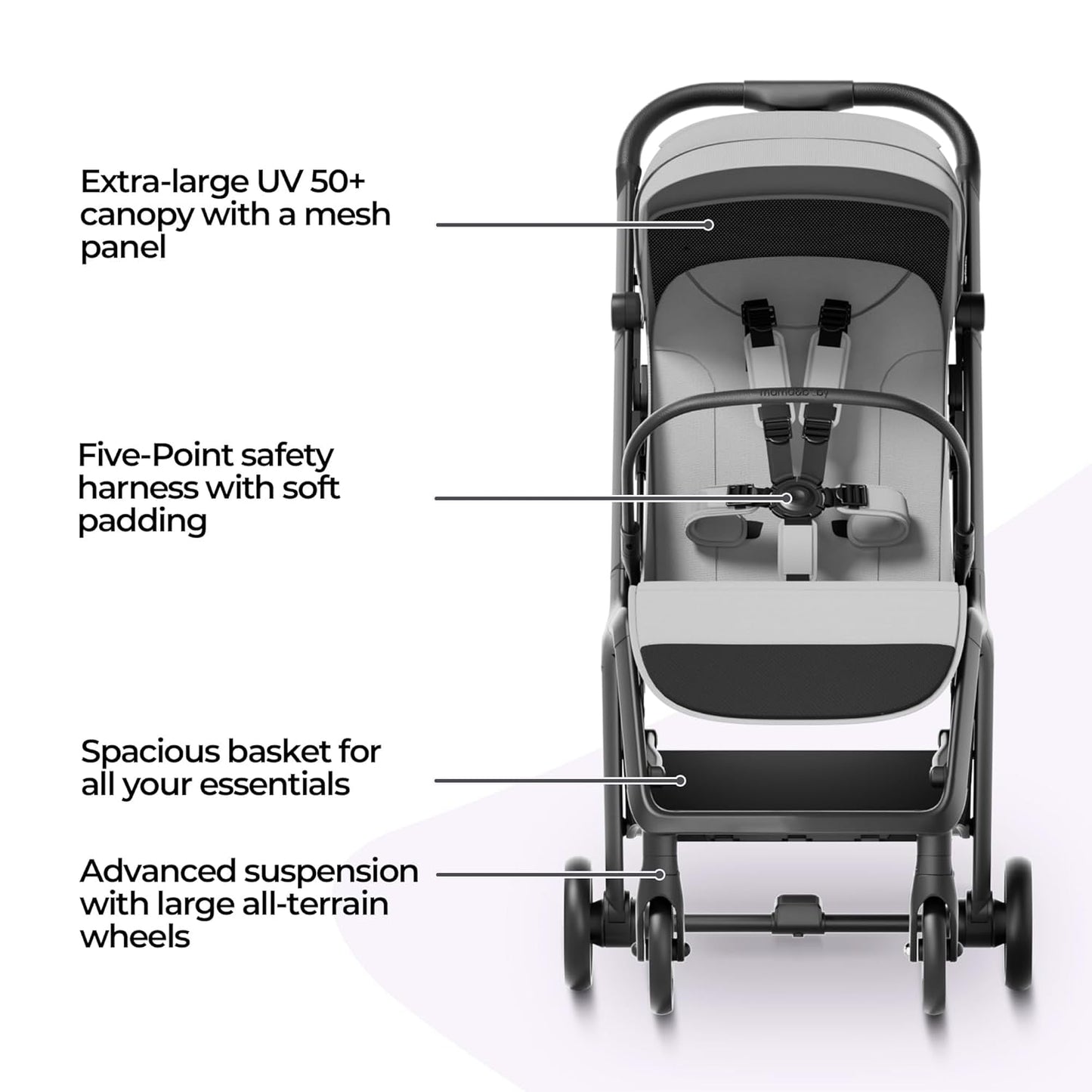 MAMA & BABY Packa Compact Travel Stroller – Lightweight, One-Hand Auto Folding, Portable & Lie-Flat Baby Stroller, Newborns and Toddlers Stroller with UPF 50+ Canopy & Mesh Ventilation