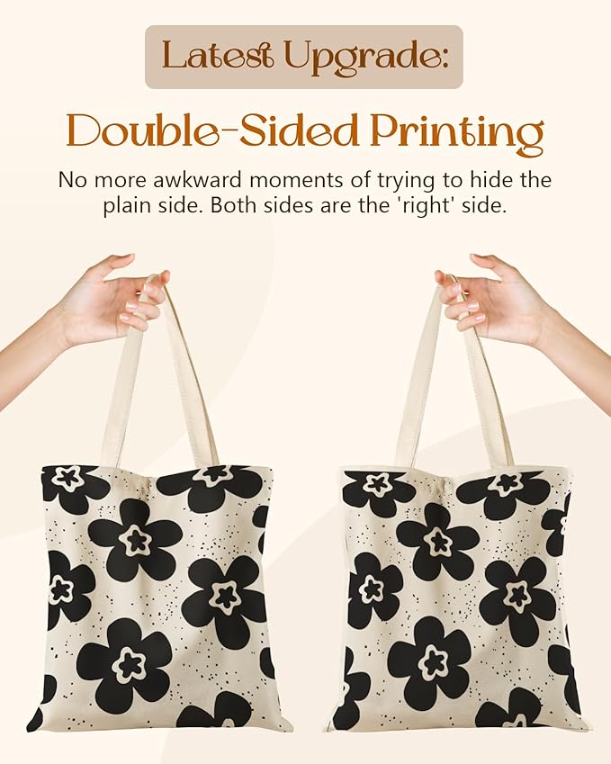 Miss Adola Aesthetic Tote Bag for Girls - with Magnetic Buckle and Zipper Inner Pocket for Women Lady Canvas Cotton Tote Bag