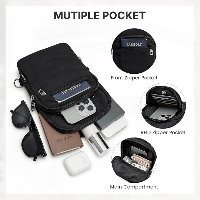 G4Free Small Sling Bag for Women Travel Anti Theft Crossbody Bags with RFID Blocking Card Slots, Black