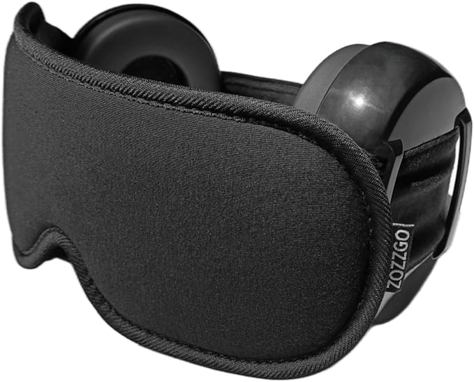 Noise Reduction Ear Muffs Eye Mask for Sleeping Set, Noise Cancelling Earmuffs 3D Light Blocking Sleep Mask Set