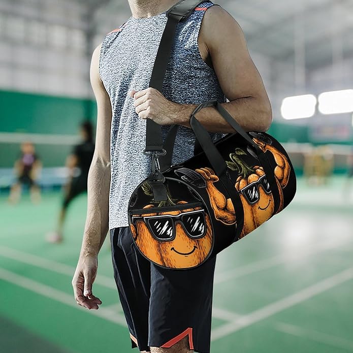Power Pumpkin Weightlifting Mens Gym Bag for Women Sports Duffle Weekender Bags Travel Handbag Carry On