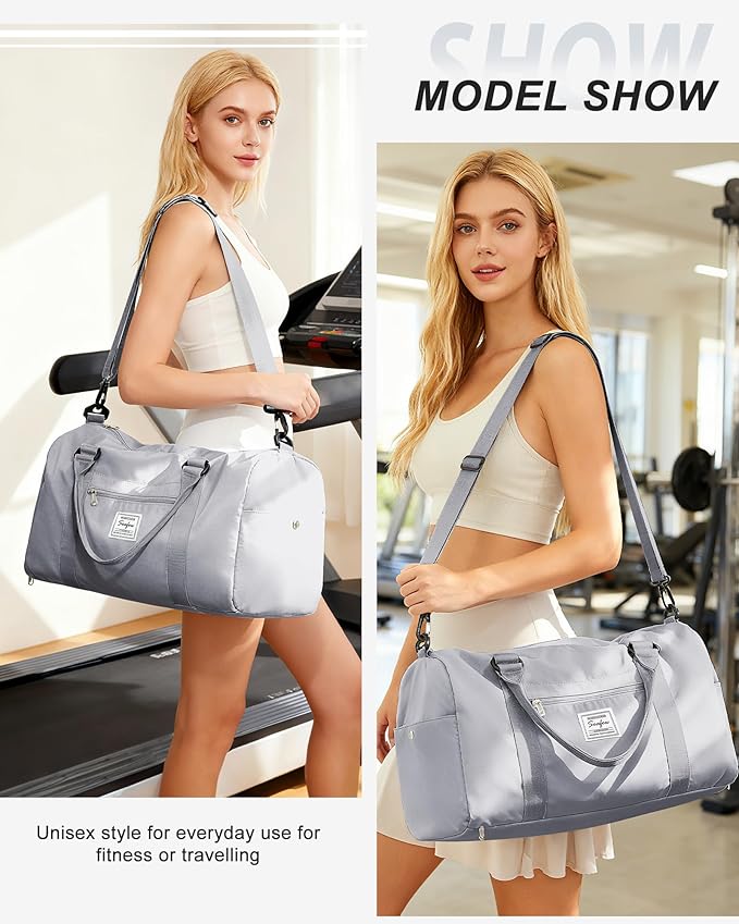 Gym Bag Womens Mens with Shoes Compartment and Wet Pocket Travel Duffel Bags for Women for Plane Sport Gym Tote Bags with Toiletry Bag Waterproof Weekend Overnight Carry on Bag Hospital Holdalls
