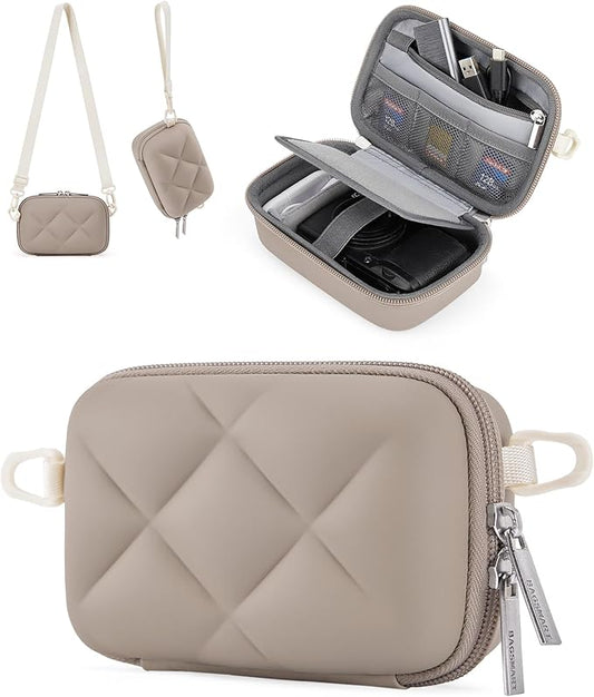 BAGSMART Digital Camera Case, Protective & Lightweight Camera Case with 2 Carrying Ways, Waterproof & Shockproof Small Camera Bag for Canon PowerShot G7X Mark II/III/Sony DSCW800/DSCW830 - Camel