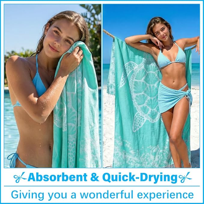 Thin Turkish Beach Towel Lightweight Soft Cotton Extra Large XL Oversized Sand Free Sandproof Absorbent Quick Dry Towels Cloud Bath Pool Travel Compact Essentials Accessories for Adult Gifts