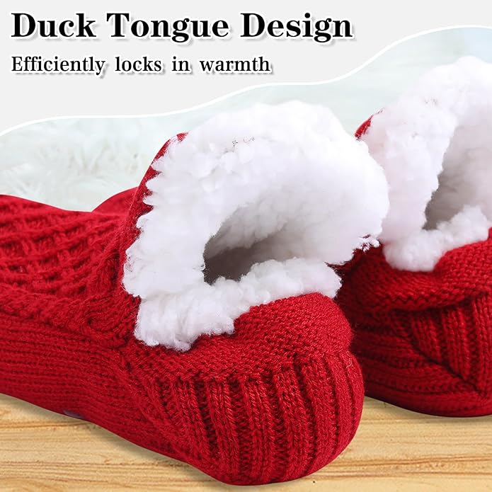 Warm Slipper Socks for Women Indoor Soft Cozy House Sock Shoes Non-Slip Knitted Socks Fuzzy Thermal House Slippers