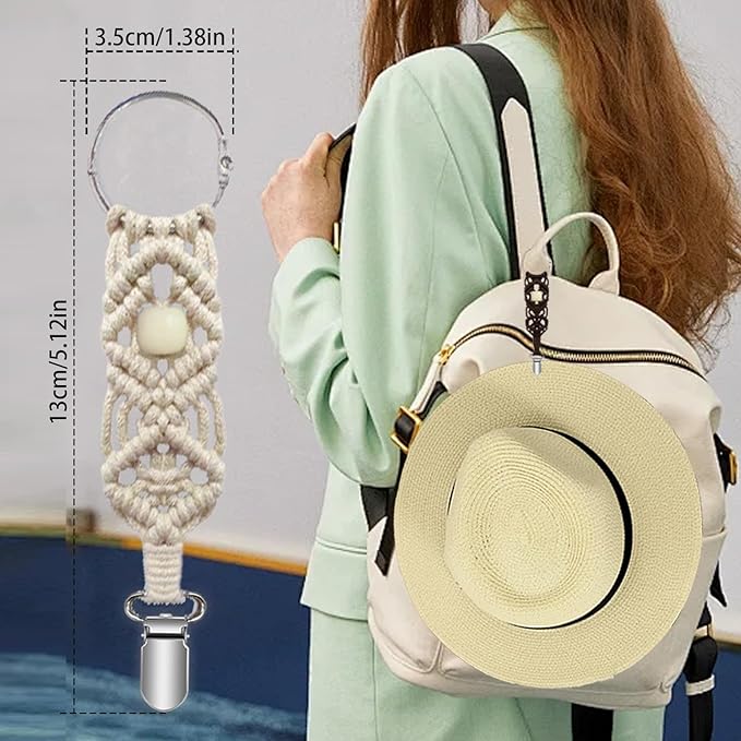 MEIXINZHI 3Pcs Cotton Hat Clips for Travel, Knitting Hat Clip for Bag Backpack Luggage, Beach Vacation Cruise Essentials