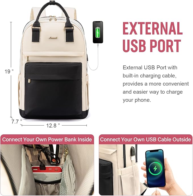 LOVEVOOK Travel Laptop Backpack Women Anti-theft Laptop Bag with USB Port Waterproof Computer Backpack for Nurse College Work