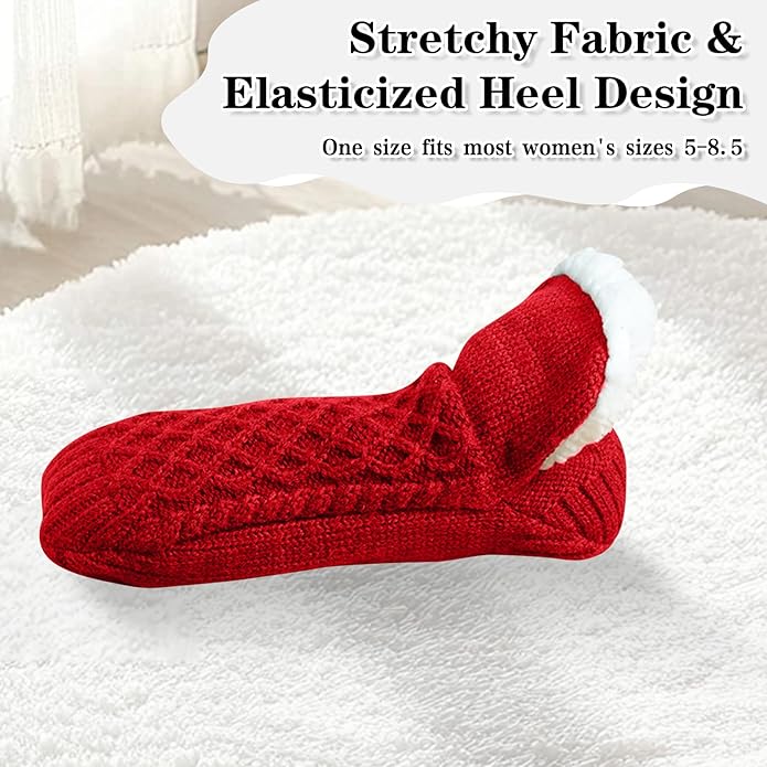 Warm Slipper Socks for Women Indoor Soft Cozy House Sock Shoes Non-Slip Knitted Socks Fuzzy Thermal House Slippers