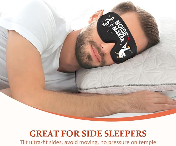 Funny 3D Zero Pressure Sleep Eye Mask for Men Women Side Sleeper, Adjustable Blackout Soft Breathable Eye Masks for Travel Nap Night Sleep, Humorous Gift Stocking Stuffers (Noise Maker)