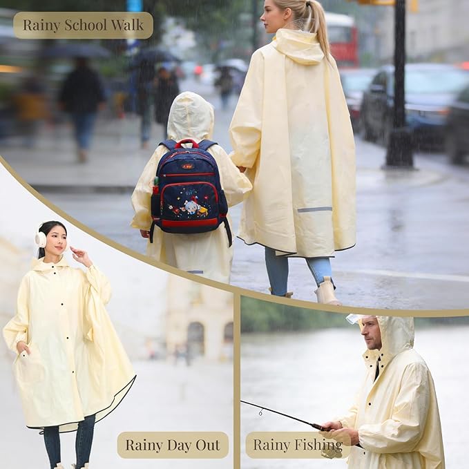 Ultra-Wide Rain Poncho for Adults, Waterproof EVA Cape with Sleeves, Reusable Lightweight