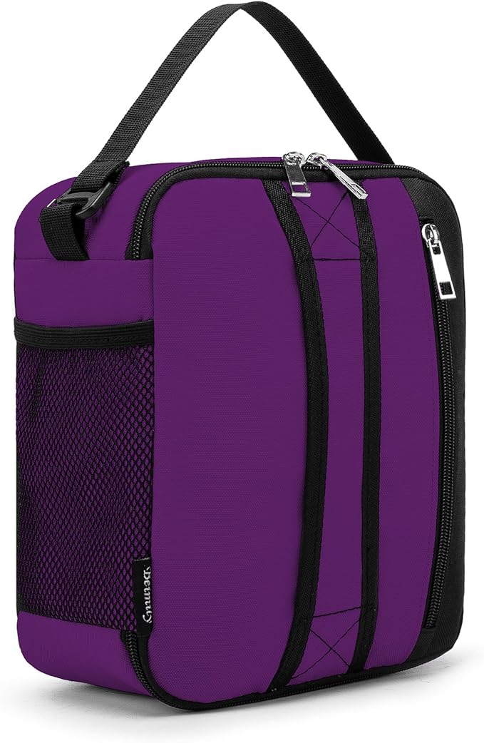 BEIMILY Lunch Box for Men Women Adults,Small Insulated Lunch Bag for Office Work Picnic,Reusable Portable Lunchbox,Soft Cooler Tote Bag(Dark Purple)