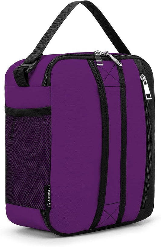 BEIMILY Lunch Box for Men Women Adults,Small Insulated Lunch Bag for Office Work Picnic,Reusable Portable Lunchbox,Soft Cooler Tote Bag(Dark Purple)