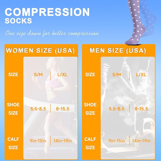 bropite Flora Compression Socks for Women & Men-Knee high 6 Pairs 20-30mmhg Support Running Nurse Travel