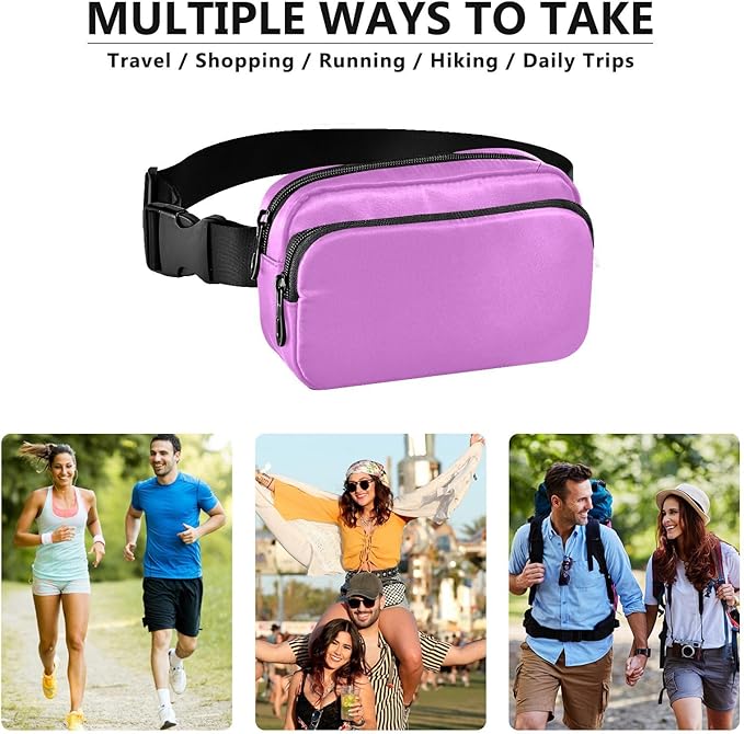 Fanny Pack for Women Men Water Resistant Fashion Waist Packs with Adjustable Strap Belt Bag for Travel Workout Jogging Hiking Violet