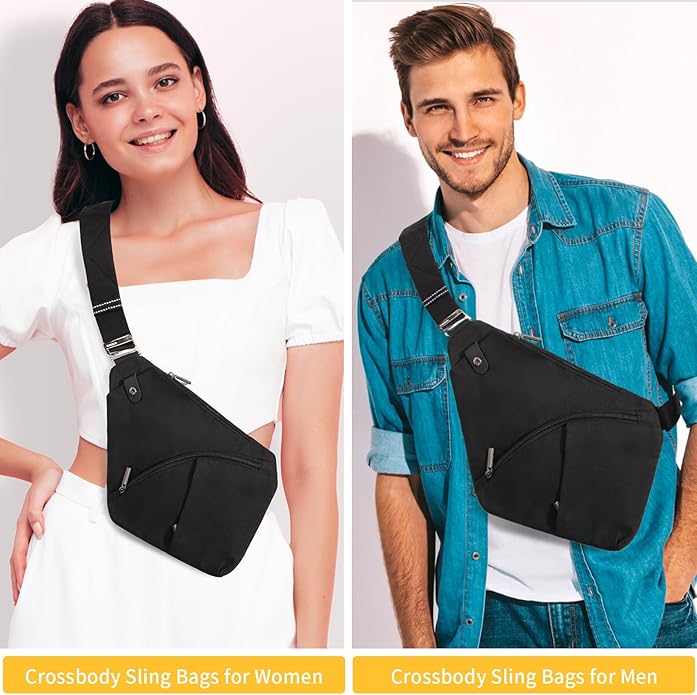 Crossbody Sling Bag, Water-Resistant Anti Theft Chest Pack, Minimalist Commuter Daypack for Travel Hiking Work