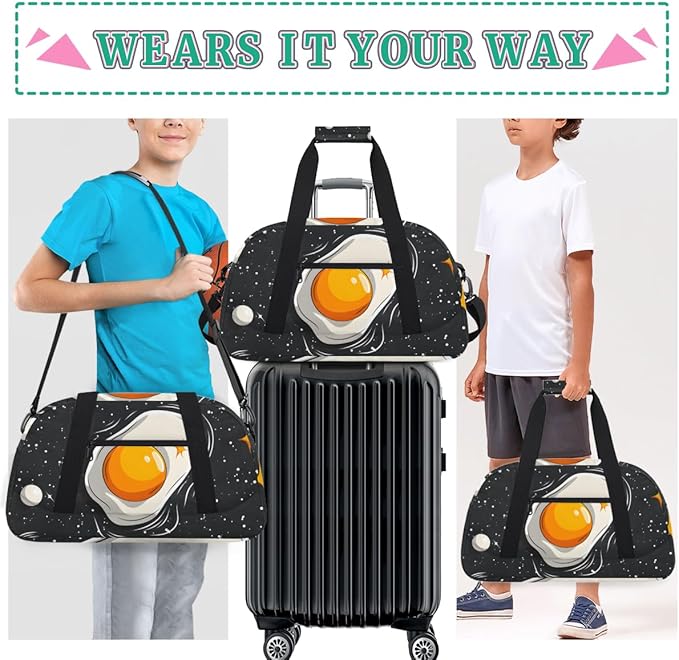 Space Eggs Kids-Duffel-Bags Gymnastics Dance Bag Carry-On Overnight Travel Gym Lightweight Dance Sports Bags For Girls Boys Kids，