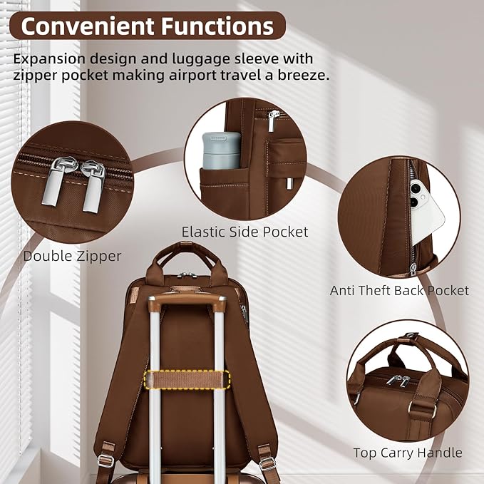 LARVENDER Luggage Sets 3 Piece Expandable Carry on Luggage 22x14x9 Airline Approved Hardshell Suitcase with Wheels TSA Lock, Lightweight Suitcase Set for Women with Travel Backpack, Maple