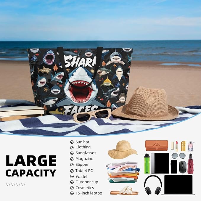 Large Beach Tote Bag Beach Bag Waterproof Sandproof Lightweight Women Tote