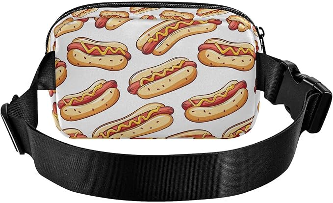 Funny Hot Dog Fanny Pack for Women Men Water Resistant Fashion Waist Packs with Adjustable Strap Belt Bag for Travel Workout Jogging Hiking 21220328