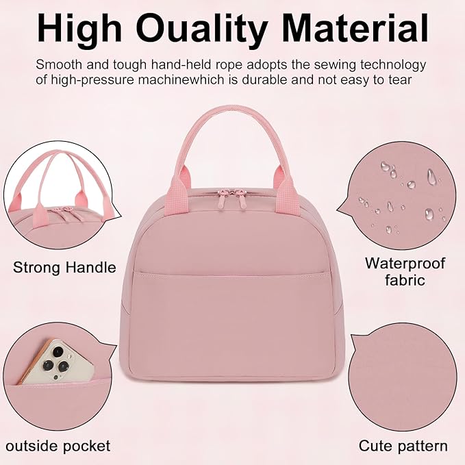 LEDAOU Lunch Box for Women Insulated Lunch Bag Cute Lunchbox Compact Cooler Thermal Reusable Lunch Tote for Work School Picnic Travel