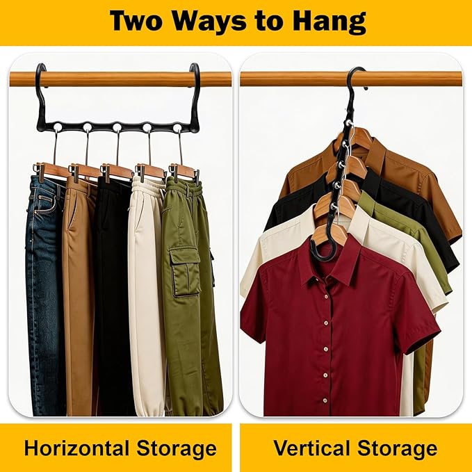 12 Pack College Dorm Room Essentials for Girls Guys, Closet Organizers and Storage, Stronger Space Saving Hangers Clothes Hanger with 5 Holes Closet Storage for Heavy Clothes,Magic Home Organization