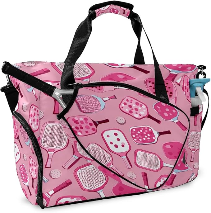 Sweet Cool Pink Gym Bag for Women & Tennis Bag, Large Sports Duffel Bag Waterproof with Ventilated Shoe Compartment & Front Racket Sleeve, Lightweight Travel Weekender Overnight Bag