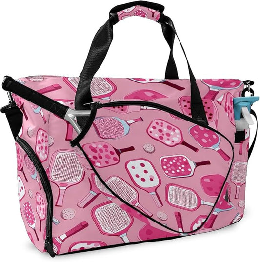 Sweet Cool Pink Gym Bag for Women & Tennis Bag, Large Sports Duffel Bag Waterproof with Ventilated Shoe Compartment & Front Racket Sleeve, Lightweight Travel Weekender Overnight Bag