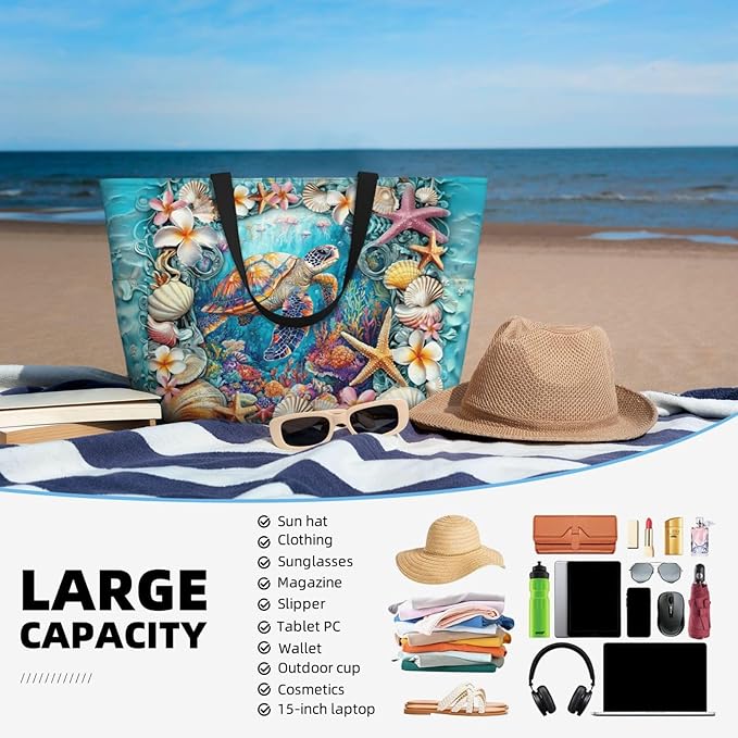 Extra Large Beach Bags For Women, Waterproof Beach Totes Bags For Women, Lightweight Foldable Pool Bag With Zipper